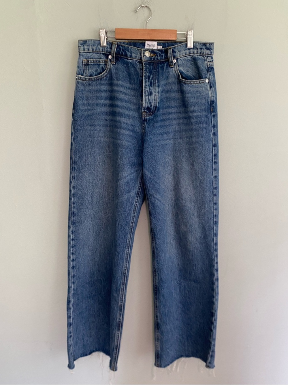 Princess Polly Women's Dark Wash High Waisted Baggy Wide Leg Jeans Size 6